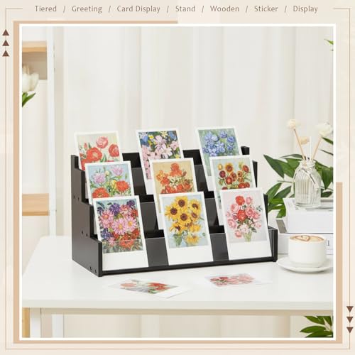 Yuntau 3 Tier Greeting Card Display Stand, Black - color: Black, size: 3 Tier