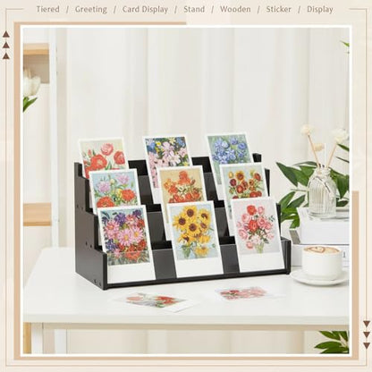 Yuntau 3 Tier Greeting Card Display Stand, Black - color: Black, size: 3 Tier