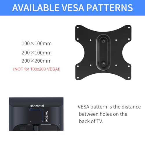 Suptek Ceiling TV Mount Fits Most 23-43 inch LCD LED Plasma Panel Display with Max VESA 200x200mm Loaded up to 35kg/77.16lbs Height Adjustable MC3260 - size: Max 43" TV
