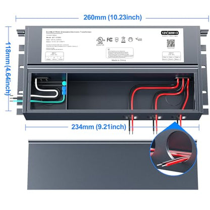 180W 12V Dimmable LED Driver, Triac/ELV/MLV AC to DC Power Supply for LED Light, Halogen Bulb, LED Transformer Compatible with Lutron & Dimmer, for Indoor/Outdoor Use - size: 180W 12V Built in Junction Box