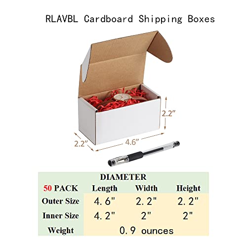 RLAVBL 50 Pack 4.6x2.2x2.2 Inches Small Shipping Boxes White Corrugated Cardboard Box for Small Business, Shipping, and Packing - color: White, size: 4x2x2