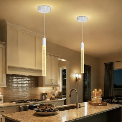 Modern Kitchen Island Hanging Light Fixtures Chrome Crystal Bubble Pendant Lights Adjustable Modern Pendant Light Fixtures for Dining Living Room Bedroom Bedside Table - color: Silver, size: 1-Light