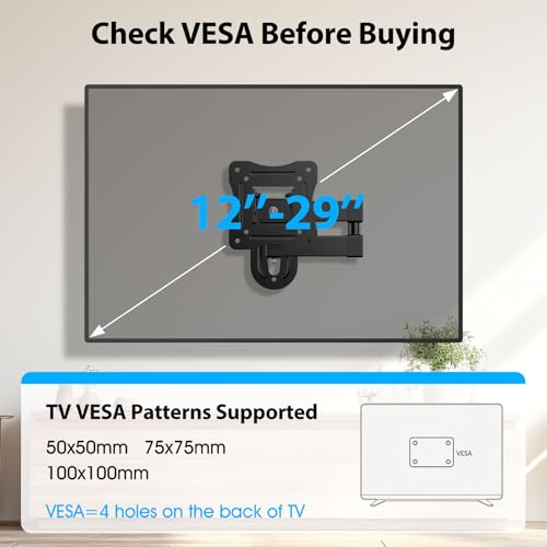 Full Motion TV Wall Mount for 12-29 Inch Monitor Bracket RV Camper