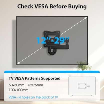 Full Motion TV Wall Mount for 12-29 Inch Monitor Bracket RV Camper