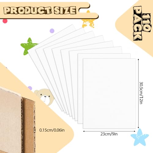 Henoyso 110 Pack 9 X 12 Inch White Cardboard Sheets - color: White, size: 9 x 12 Inch