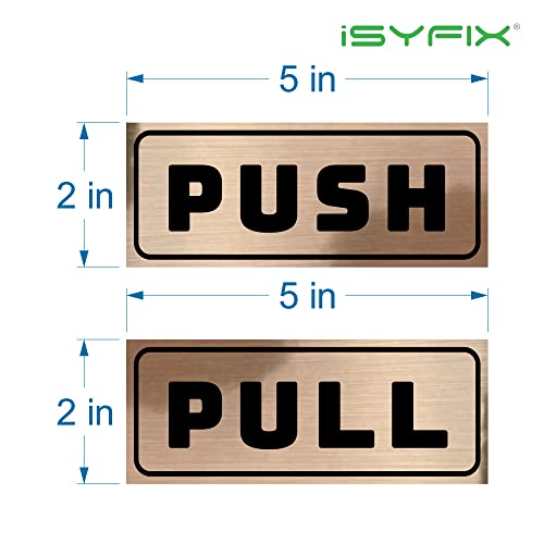 iSYFIX Push Pull Stickers Sign, 5x2 Inch, 2 Pack, Black/Brushed Gold - color: Black / Brushed Gold, size: Horizontal 2x5