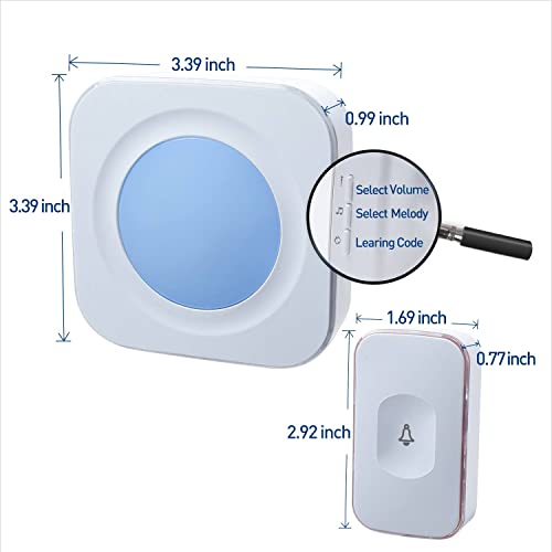 Wireless Doorbell 1200 Feet Waterproof Doorbells for Home with 36 Melodies 4 Volume levels, Flash Led Light (1 Receiver&1 Touch Button White) - color: 1 Receiver 1 Button