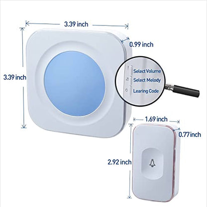 Wireless Doorbell 1200 Feet Waterproof Doorbells for Home with 36 Melodies 4 Volume levels, Flash Led Light (1 Receiver&1 Touch Button White) - color: 1 Receiver 1 Button