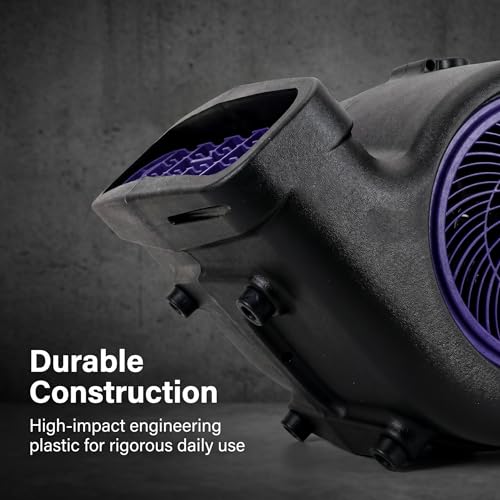 1/2 HP Air Mover Floor Blower Fan, 6000 CFM Carpet Dryer with Copper Motor, 3 Speed Dial Control, Carry Handle, Wide Outlet, Multi Angle Ventilation for Basement Garage Workshop Jobsite