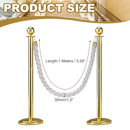 MECCANIXITY Twisted Stanchion Rope 3.28 Ft/1 M, Barrier Rope Twisted Post Ropes with Snap Hooks for Posts Stands Queue Divider Crowd Control, White Golden - color: White Golden, size: 3.28 Ft