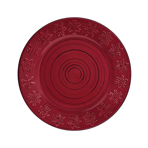 Pfaltzgraff Trellis Snowflakes 12 Piece Dinnerware Set, Service For 4, Red - color: Red Snowflake