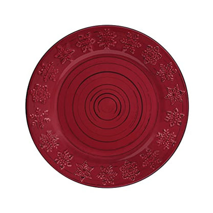 Pfaltzgraff Trellis Snowflakes 12 Piece Dinnerware Set, Service For 4, Red - color: Red Snowflake