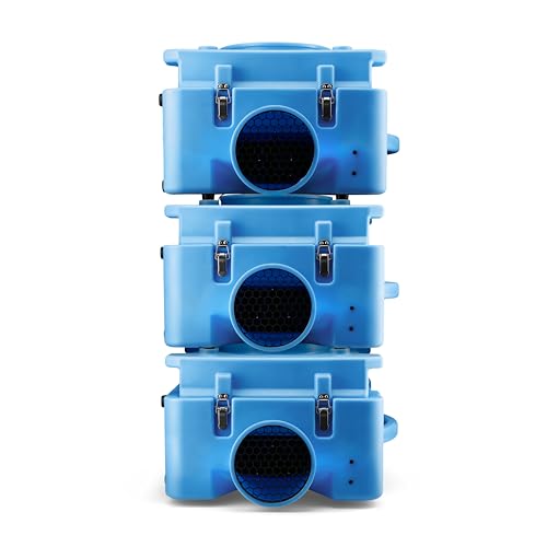 BlueDri Air Shield 550 HEPA Air Scrubber, Water Damage Restoration Equipment Air Purifier, Covers 1400 Sq. Ft, Daisy Chain Capable, For Commercial Use, Blue, BD-AS-550 - color: Blue