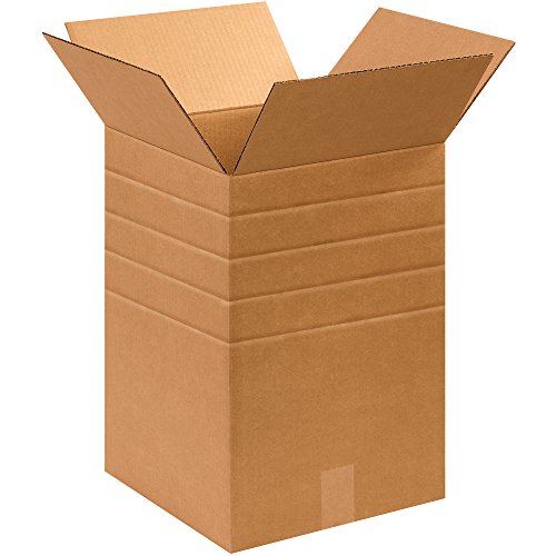 Tape Logic TLMD121218 Multi-Depth Corrugated Boxes, 12" x 12" x 18", Kraft (Pack of 25) - size: 12 x 12 x 18"
