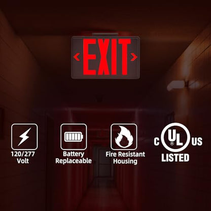 Universal Red Light LED Exit Sign OSHA Commercial, 4 Pack - color: White Housing+Red Letter, size: 4 Pack