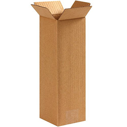 TAPE LOGIC 4x4x12 Tall Corrugated Boxes, Tall, 4L x 4W x 12H, Pack of 25 | Shipping, Packaging, Moving, Storage Box for Home or Business, Strong Wholesale Bulk Boxes - size: 4" x 4" x 12"