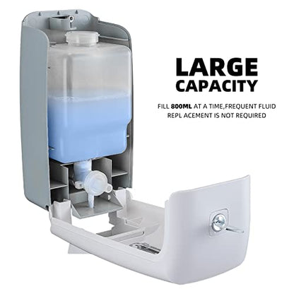 Soap Dispenser Wall Mount Adhesive Commercial Soap Dispenser 800ml No Drill Hand Sanitizer Dispenser for Bathroom Support Liquid and Gel,White-PN9088 - color: White