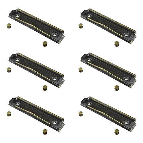HAHIYO 4.72 Inches Vintage Bronze Metal Mountable Clipboard Clips - 5 Pack, Durable Spring Loaded Clip with Rubber Grips and Rivets Document File Wood Plastic Clip Board for Office School Home - style: Bronze-4.72in-5p