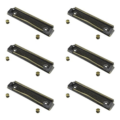 HAHIYO 4.72 Inches Vintage Bronze Metal Mountable Clipboard Clips - 5 Pack, Durable Spring Loaded Clip with Rubber Grips and Rivets Document File Wood Plastic Clip Board for Office School Home - style: Bronze-4.72in-5p