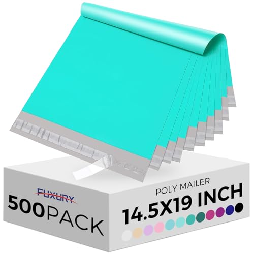 Fuxury 500Pcs Poly Mailers 14.5x19", Bulk Shipping Bags for Clothing Teal - color: Teal, size: 14.5x19" 500pcs