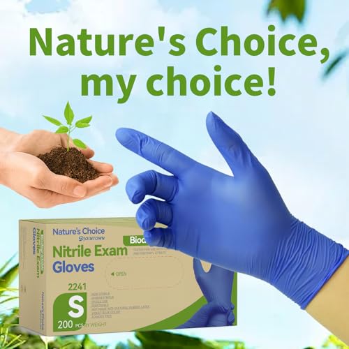 Jointown Biodegradable Nitrile Exam Gloves, Disposable Medical Surgical Gloves, Violet Blue, Latex Free, Food Safe - size: Large