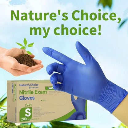 Jointown Biodegradable Nitrile Exam Gloves, Disposable Medical Surgical Gloves, Violet Blue, Latex Free, Food Safe - size: Large