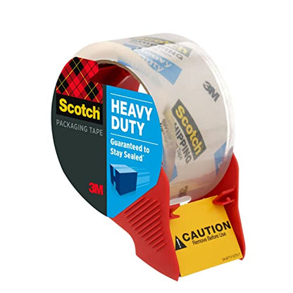 Scotch Heavy Duty Shipping Packing Tape, Clear, Shipping and Packaging Supplies, 1.88 in. x 54.6 yd., 4 Tape Rolls with 4 Dispensers - size: 4 Rolls