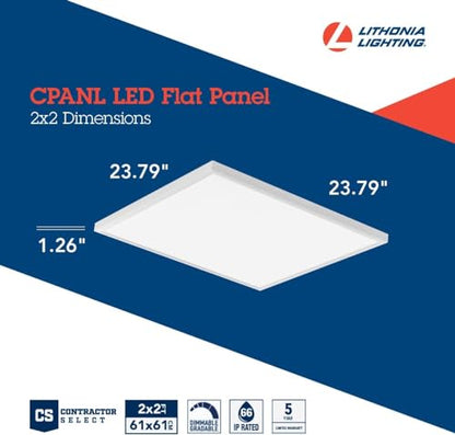 Lithonia Lighting 2x2 LED Flat Panel Light, Adj Lumens, 3500K/4000K/5000K - size: 2 feet x 2 feet, style: Adjustable Lumens