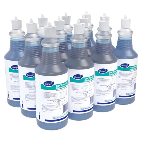 CREW Diversey 100925283 Neutral Non-Acid Bowl & Bathroom Disinfectant, 32 oz Squeeze Bottle, 12/CT - size: 32 Fl Oz (Pack of 12)