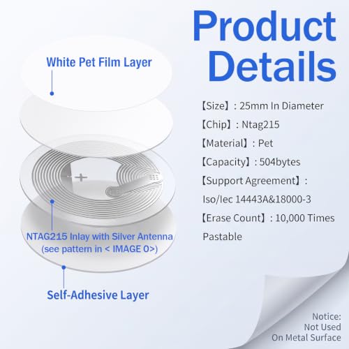 100 Pcs NFC Tags Sticker with NTAG215 Chip