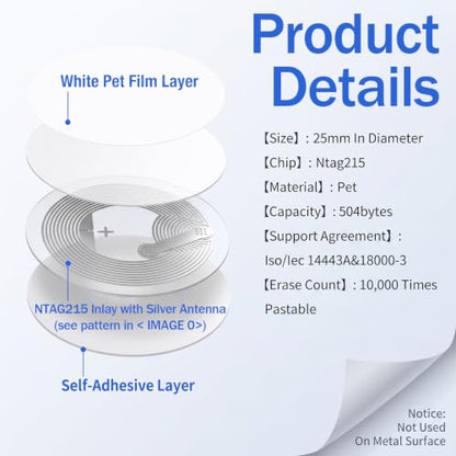 100 Pcs NFC Tags Sticker with NTAG215 Chip