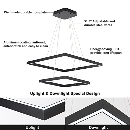 Modern Square LED Chandelier Lighting,Pendant Ceiling Light Fixture - size: 2-Light