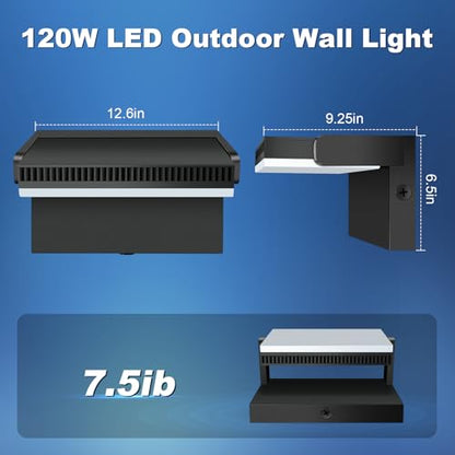 Juyace 4 Pack 120W LED Outdoor Wall Lights Exterior Flood Light Photocell - size: 120W/4Pack-With Photocell