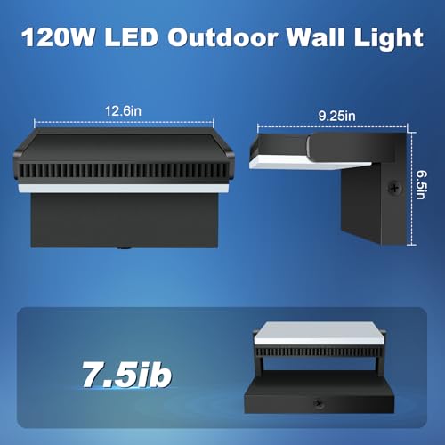 Juyace 120W LED Outdoor Wall Lights Modern Exterior Flood Light Photocell - size: 120W-1Pack-With Photocell