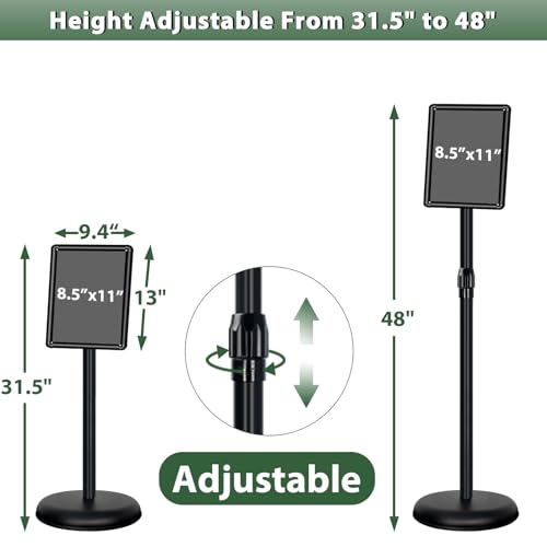 2 Pack Pedestal Sign Holder, 8.5 x 11" Floor Standing Display Stand, Black - color: Black, size: 8.5x11in-2p
