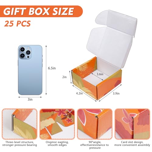 25 Pack Hawaiian Small Shipping Boxes, 4x4x2 inches Colorful Dolphins Palm Trees Flowers Floral Cardboard Boxes For Packaging Small Business - color: Colorful Hawaiian, size: 4x4x2in
