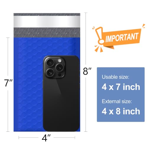 Famagic Bubble Mailers 4x8 Inches 100pc Dark Blue Usable 4x7 Self Seal Adhesive Small Business Supplies Padded Envelopes - color: Dark Blue, size: 4x8 Inches 100pcs