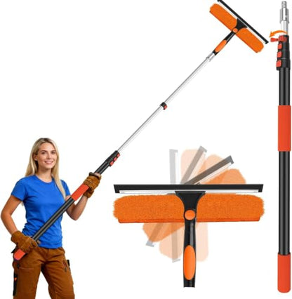 14" Extra-Wide Window Squeegee with 5-20FT Extension Pole - size: 14"-20FT