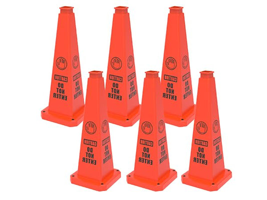 28" Orange "Do Not Enter" Safety Cones 6-Pack with Base - color: Orange, size: 28"