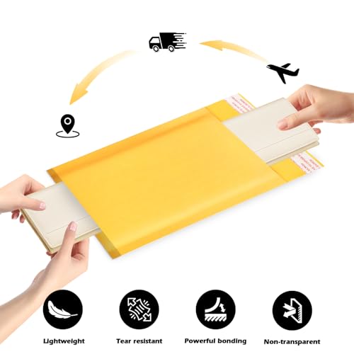 105Pack Yellow 4x8inch Kraft Bubble Mailers Small Business Mailing Packages Self-Sealing Paper Envelopes, Mailer Shipping Padded Envelopes with Strong Adhesion for Jewelry Makeup Supplies - size: 4x8-105pcs