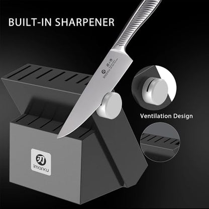 imarku 14 Pcs High-Carbon Stainless Steel Kitchen Knife Set Black - color: Black
