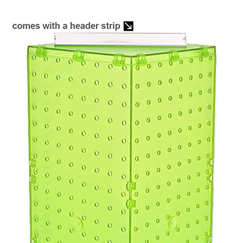 Azar Displays 703385-GRE-4C24, Four-Sided Revolving 8" W x 20" H Pegboard Counter Display w/ 24 Hooks- 4” Length, Green - color: Green, style: Pegboard + Hooks