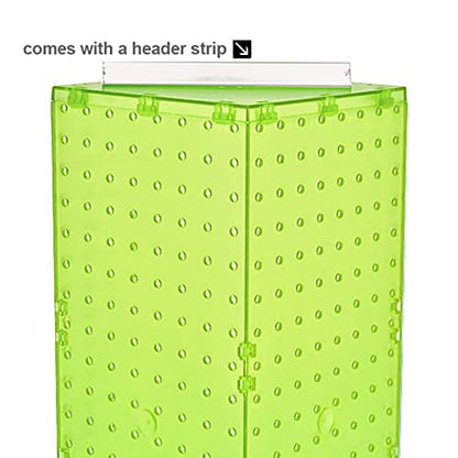Azar Displays 703385-GRE-4C24, Four-Sided Revolving 8" W x 20" H Pegboard Counter Display w/ 24 Hooks- 4” Length, Green - color: Green, style: Pegboard + Hooks