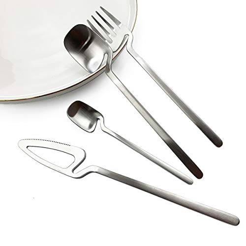 JASHII Honey Jam Spoon, Stainless Steel Mini Coffee Spoon, Teaspoon, 6-piece (Matte Silver) - color: Silver coffee spoon 6pcs, size: service 6