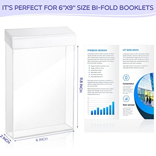 Thyle 1 Pcs 6 x 9 Inch Outdoor Brochure Holder with Lid Acrylic Wall Mount Literature Box with Self Closing Lid Waterproof Clear Heavy Duty with Screws for Flyer Document Pamphlet Display (White) - color: clear and white