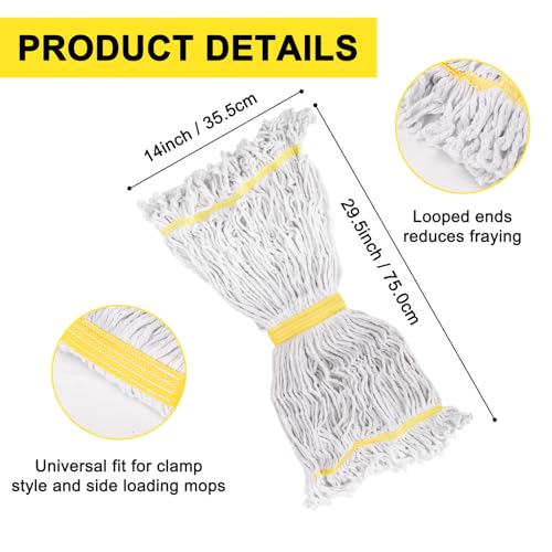 KeFanta 3 Pack Heavy Duty Commercial Mop Head Replacement,White - color: Yellow