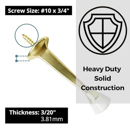 Door Stops 3 Inch Rigid Wall Mounted with Rubber Tip Champagne Brass, 5 Pack | HOWTOOL - color: Champagne Brass
