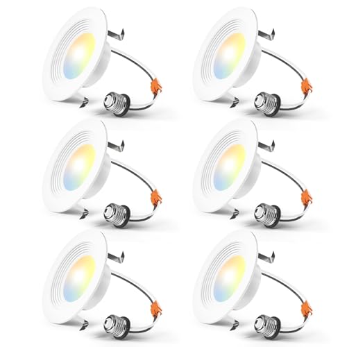Amico 6 Pack 4 inch 5CCT LED Recessed Lighting, Retrofit Can Lights, White - size: 4 Inch-White