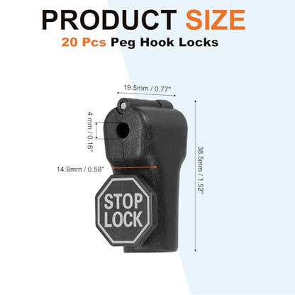 Peg Hook Locks PC Magnet Anti-Theft Pegboard 4mm Black 20Pcs - color: Black, size: 4mm