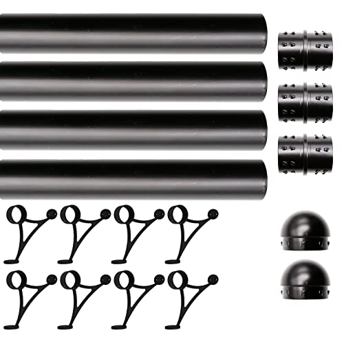 20 ft Stainless Steel Bar Foot Rail Kit, 2" OD 304 Stainless Tubing Set with Combination Brackets, End Caps & Internal Connector, Matte Black Finish Heavy Duty Footrest for Home Bar, Pub & Restaurant - size: 20 ft (60 in x 4), style: Domed End Cap